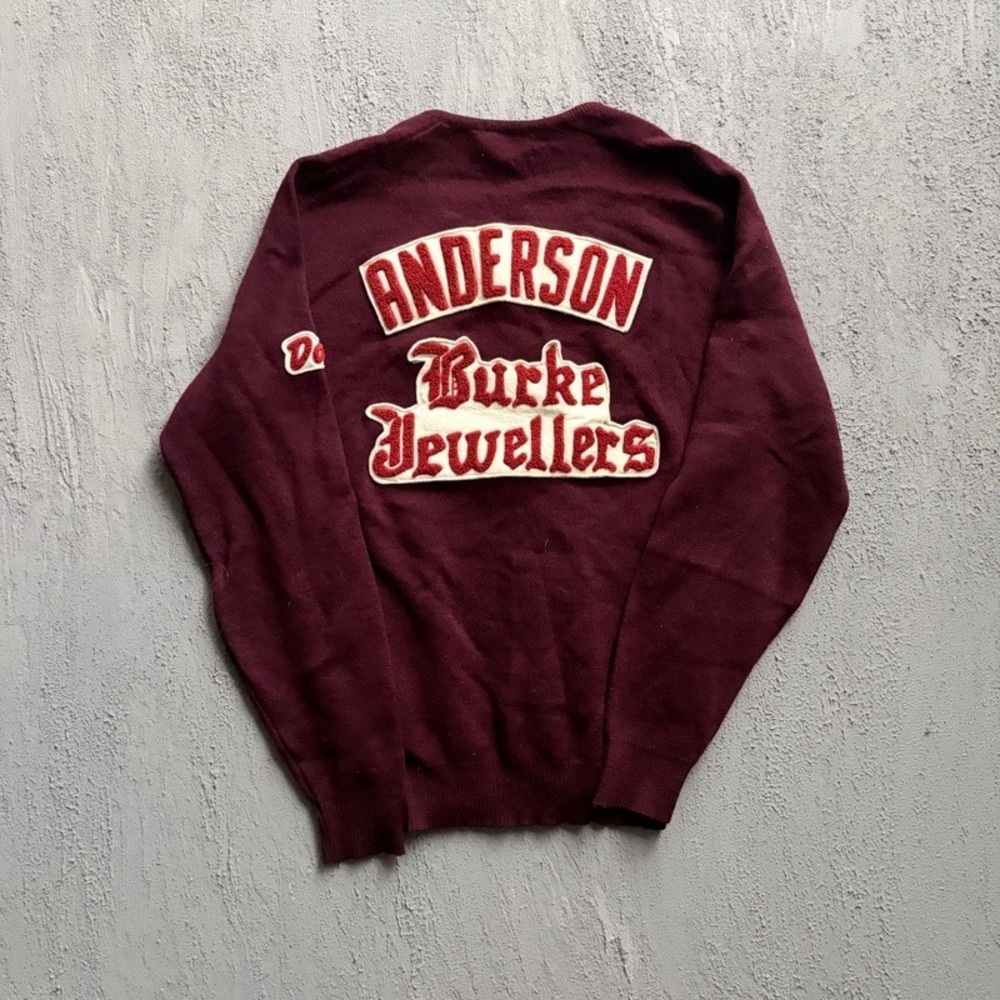 Vintage Tundra Sweater Medium Maroon 1970s Anderson Burke Jewellers V-Neck
